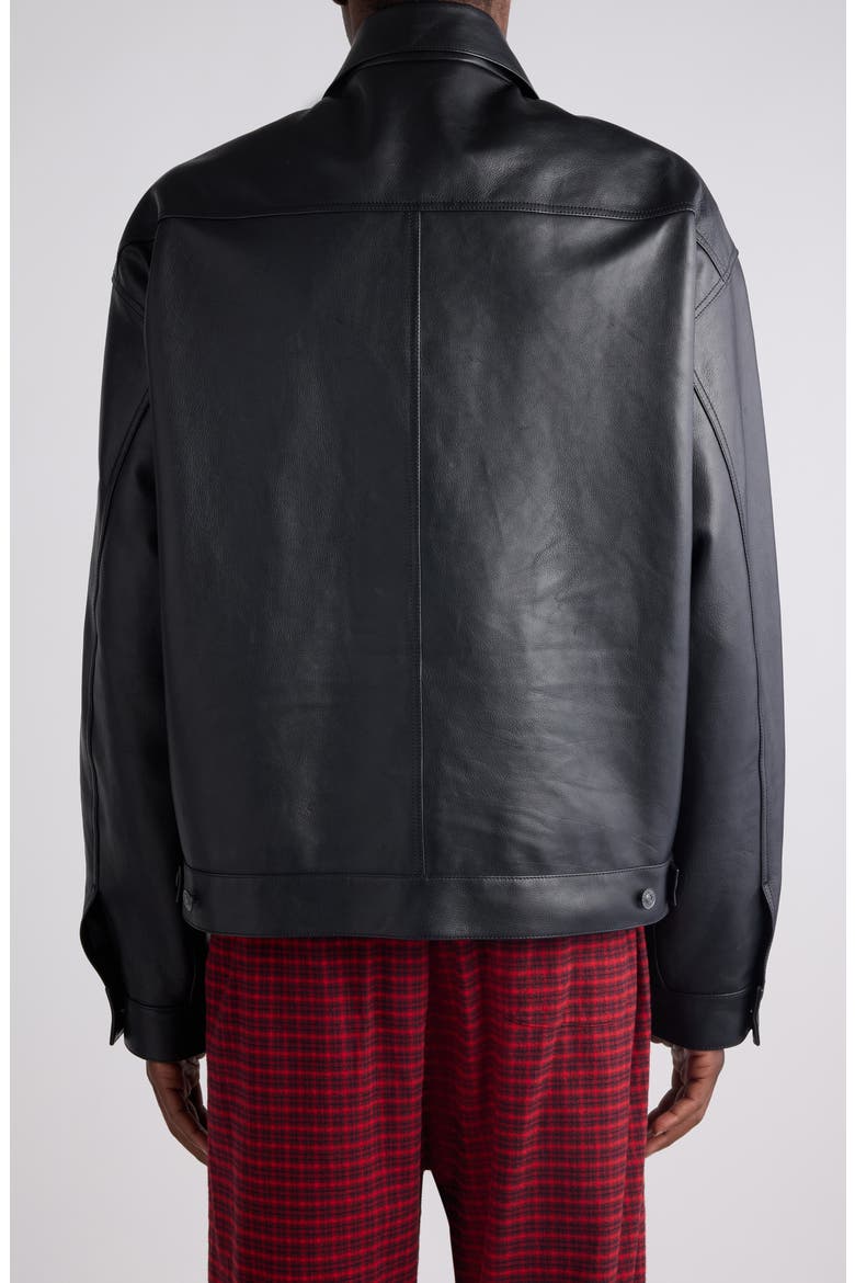 Logo Leather Shirt Jacket, Alternate, color, 1000 BLACK