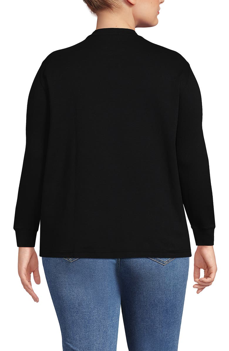 Lands' End Long Sleeve Cotton Interlock Crew T-Shirt, Alternate, color, Black