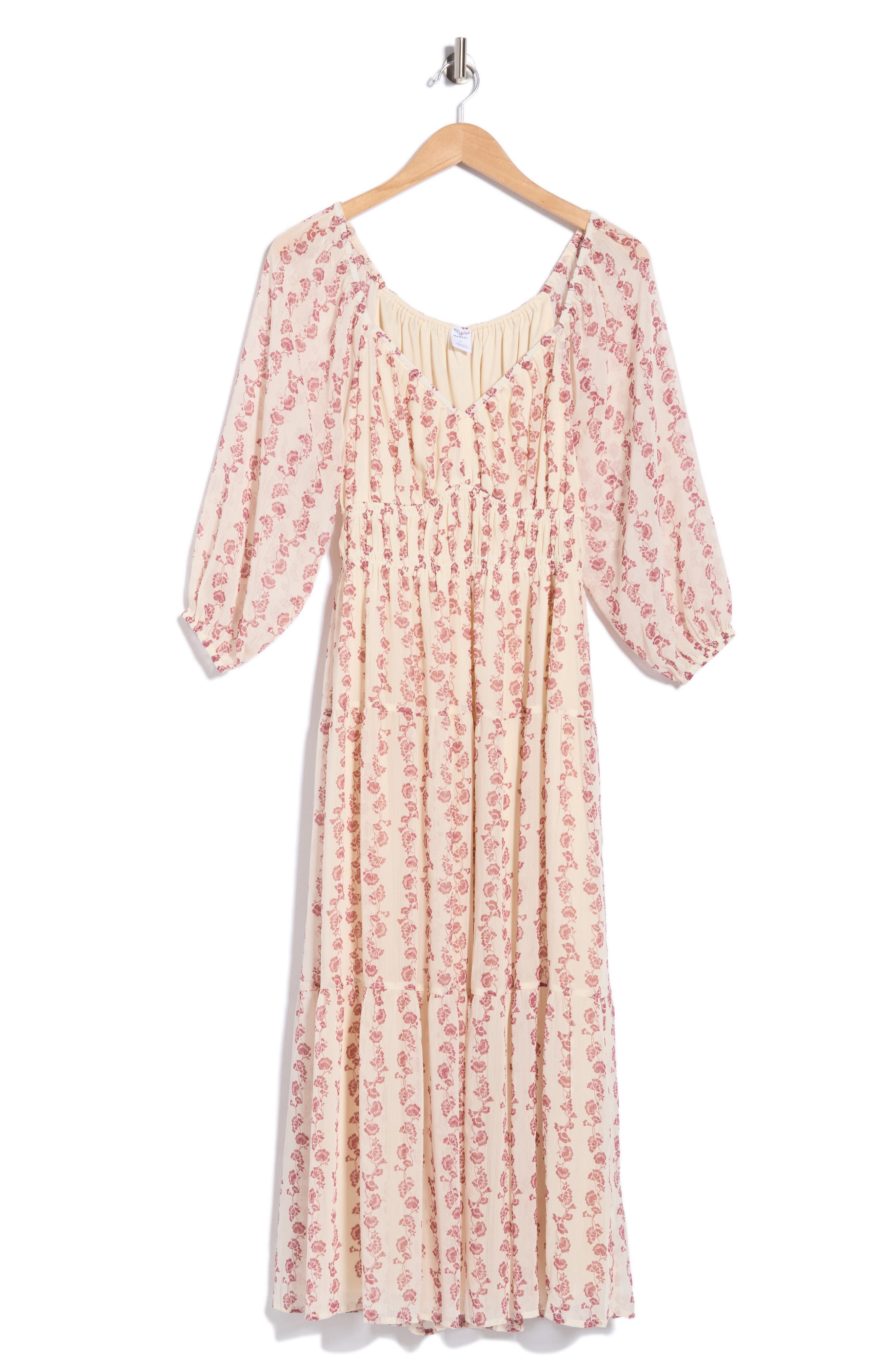 Melrose and Market Romantic Floral Puff Sleeve Midi Dress (Women ...
