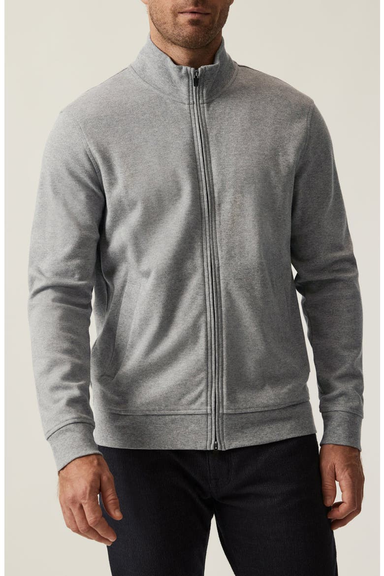 Mock Neck PIma Cotton Zip Jacket, Main, color, GREY MELANGE