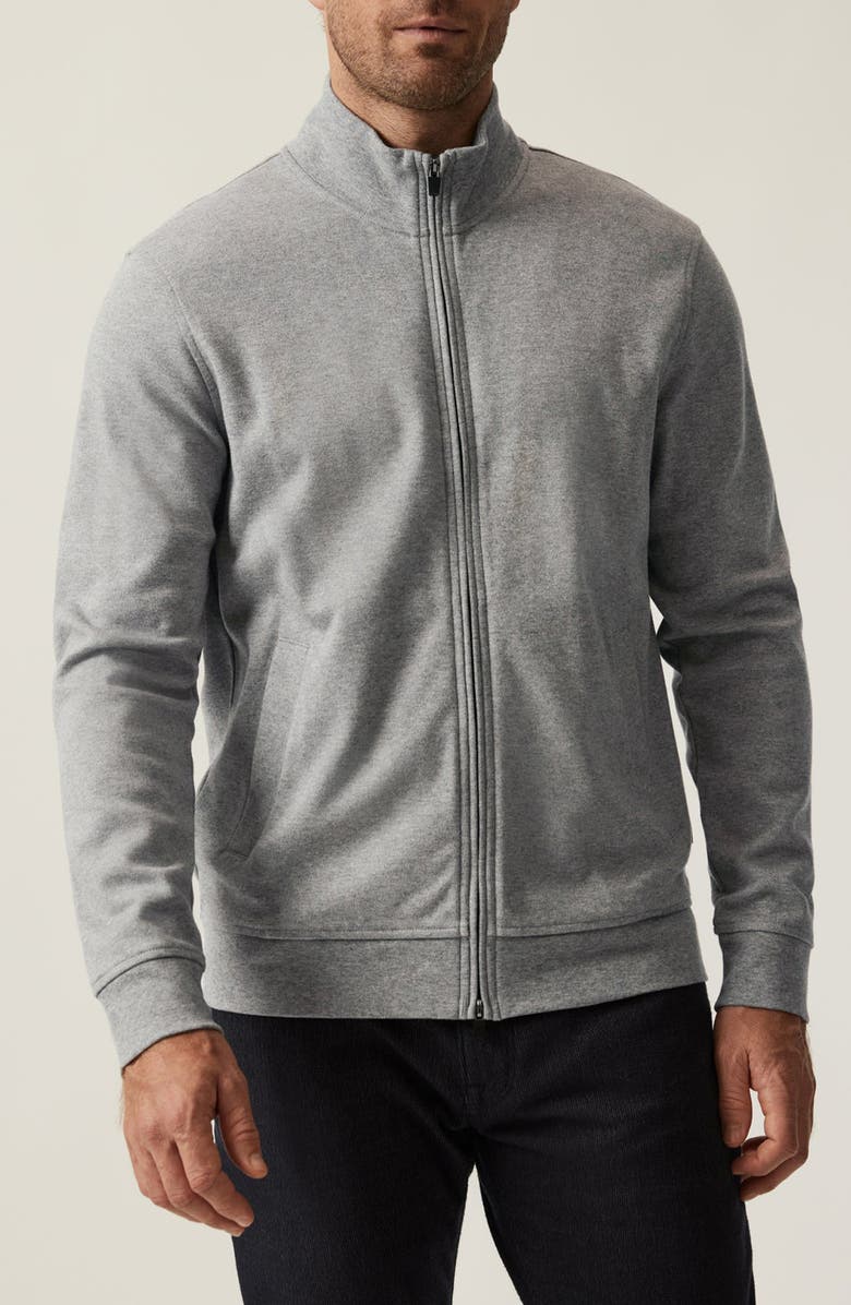 34 Heritage Mock Neck PIma Cotton Zip Jacket, Main, color, Grey Melange