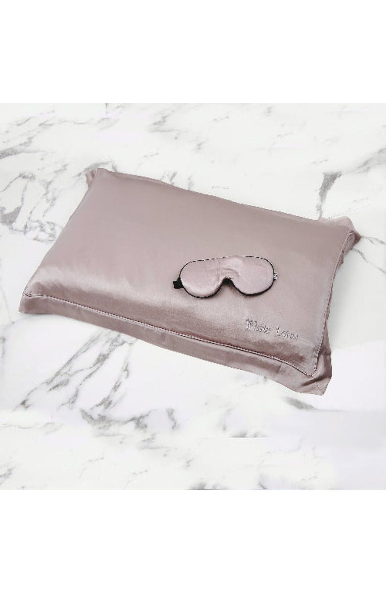 White Lotus Beauty Luxurious 100% Mulberry Silk Pillowcase and Eye Mask Set, Alternate, color, Pearl Grey