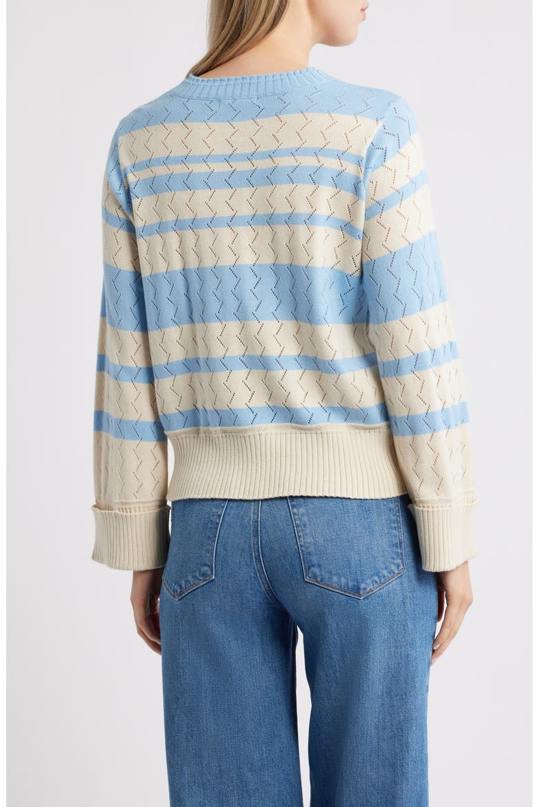 Pointelle Stripe Sweater, Alternate, color, ECRU/ AIRY BLUE