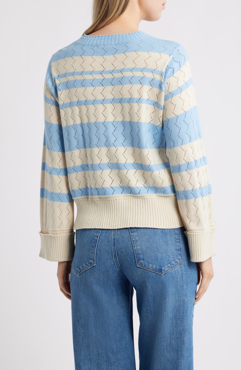 Wit & Wisdom Pointelle Stripe Sweater, Alternate, color, Ecru/ Airy Blue