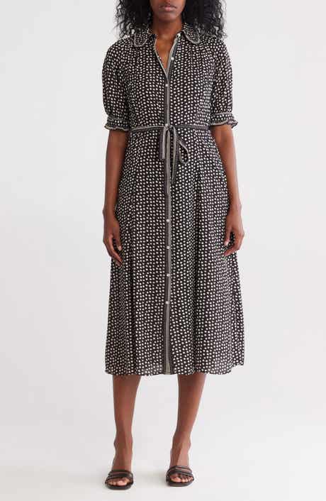 MAX STUDIO Puff Sleeve Chiffon Midi Shirtdress
