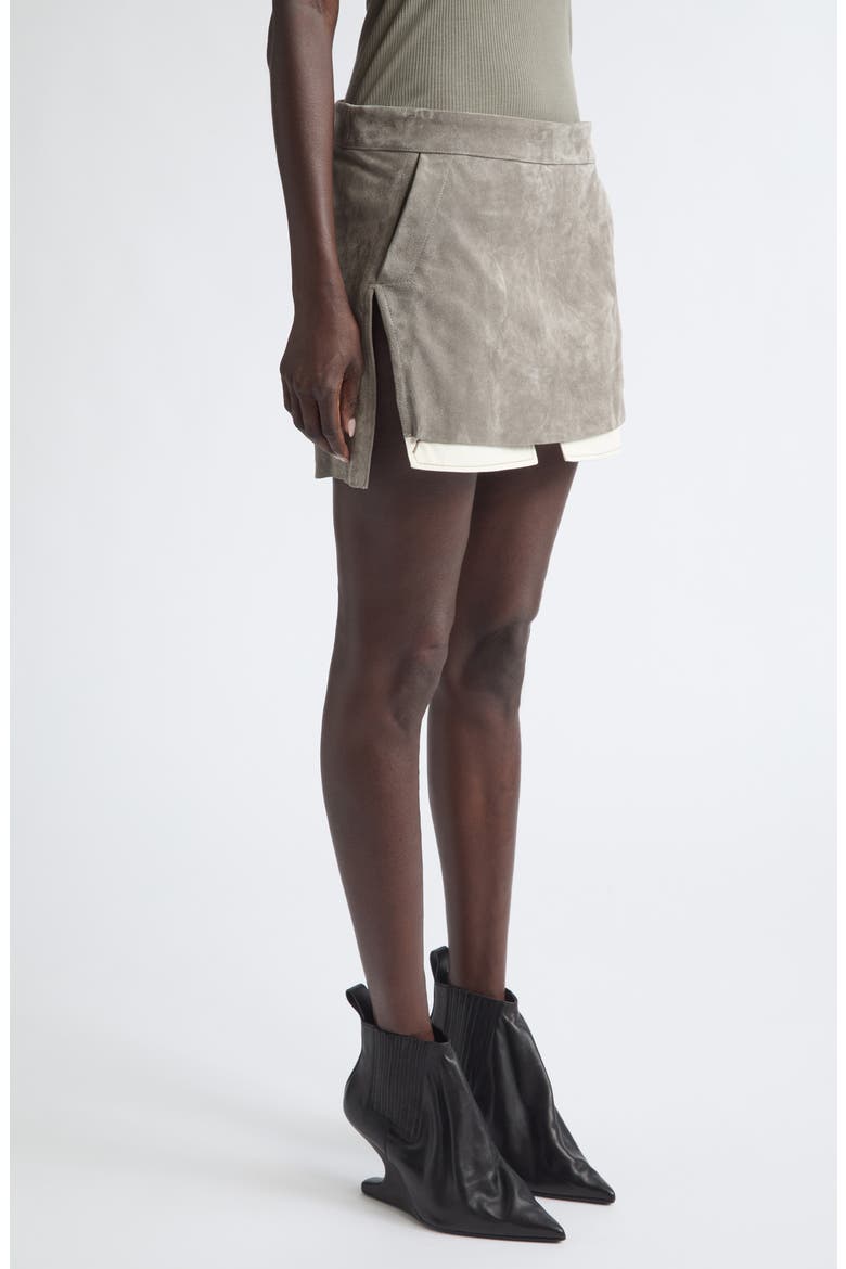 Fog Asymmetric Suede Miniskirt, Alternate, color, STEEL
