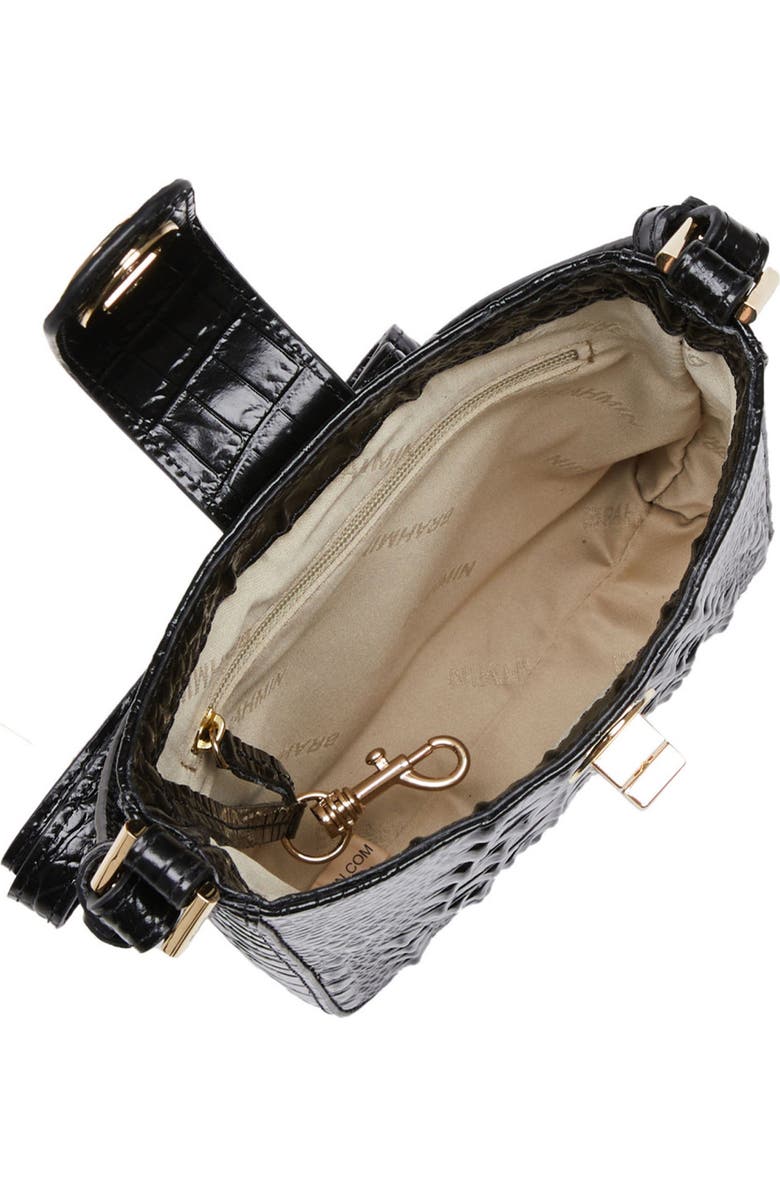 Brahmin Marley Croc Embossed Leather Crossbody Bag, Alternate, color, Black