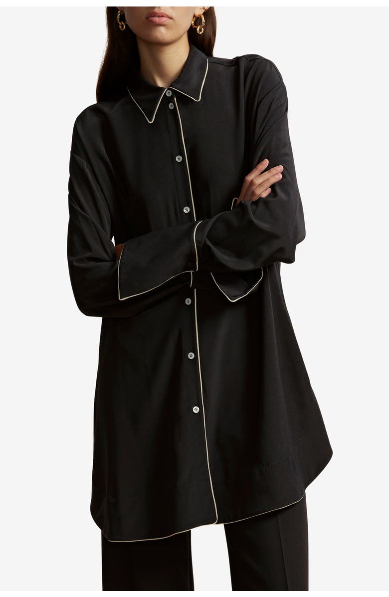 Marina Moscone Alex Shirt with Piping, Main, color, Black