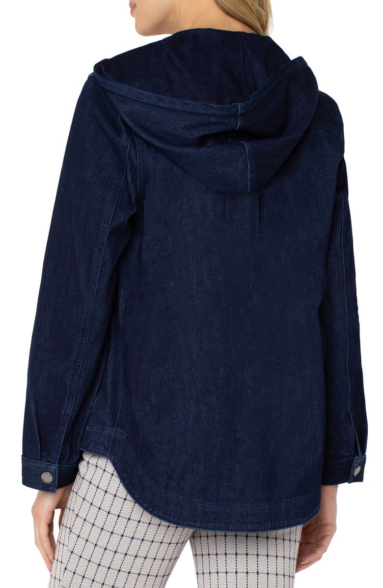 Liverpool Los Angeles Hooded Denim Shirt Jacket, Alternate, color, Indigornse