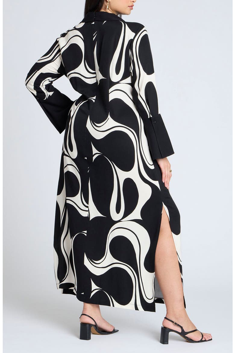 Printed Collared Maxi Dress, Alternate, color, COOKIES & CREAM