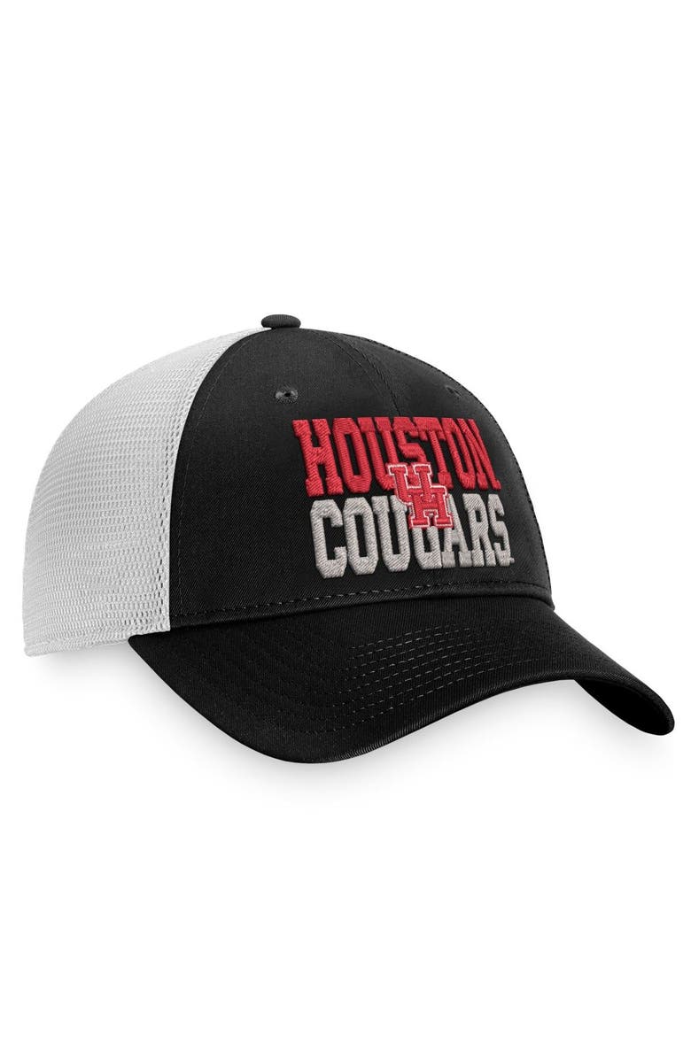 TOP OF THE WORLD Men's Top of the World Black/White Houston Cougars Stockpile Trucker Snapback Hat, Alternate, color, 