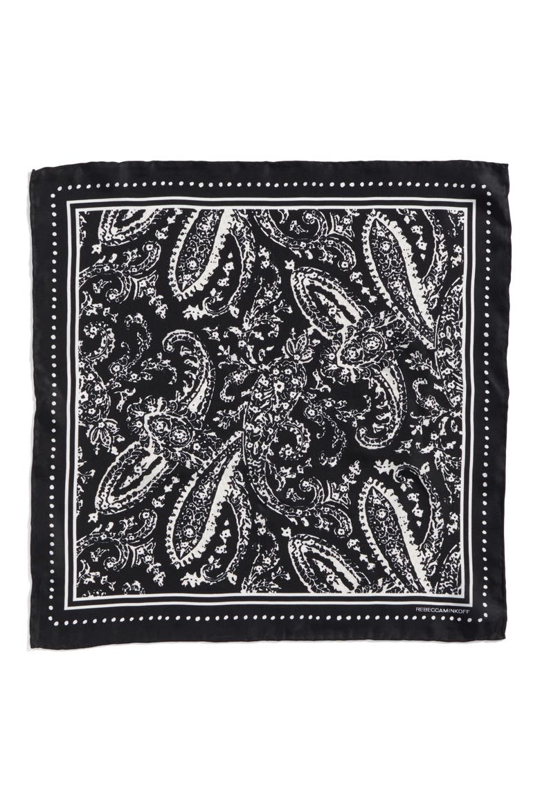 Ornament Paisley Silk Bandana, Alternate, color, BLACK