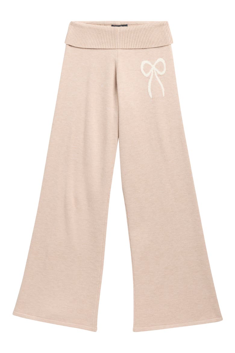 Kids' Fold Over Bow Wide Leg Pants, Main, color, OATMEAL