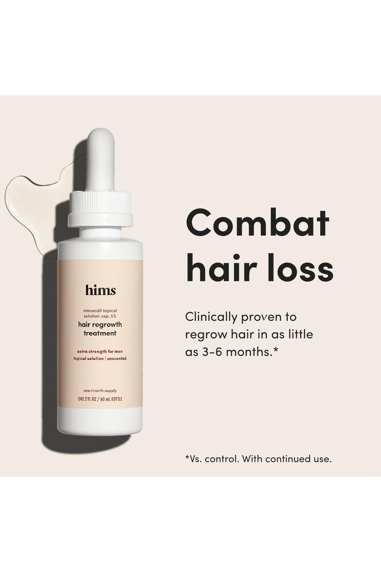 Extra Strength Hair Regrowth Solution 5% Topical Minoxidil Treatment, Alternate, color, Beige