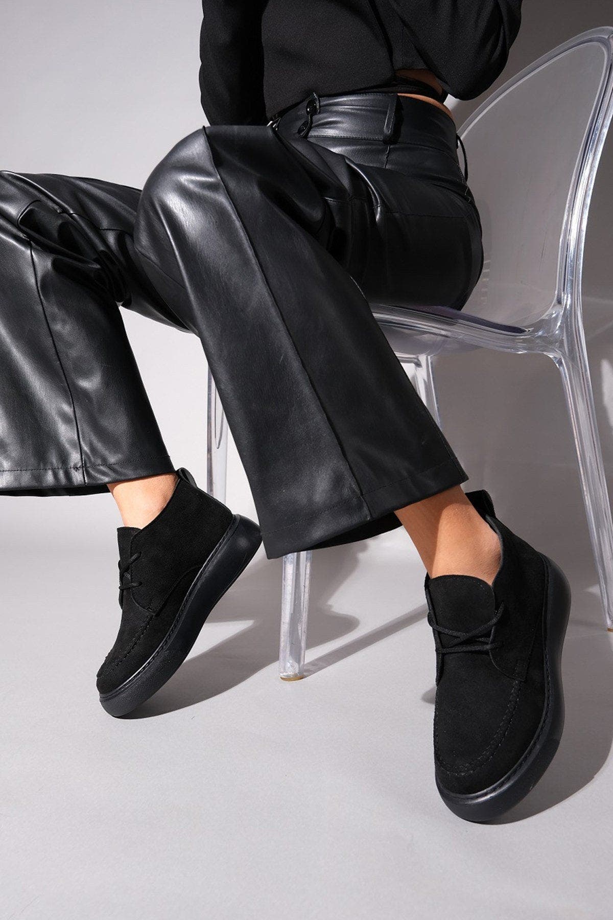 Prologue Shoes Valve Ankle Boot, Alternate, color, Black Suede Faux Leather