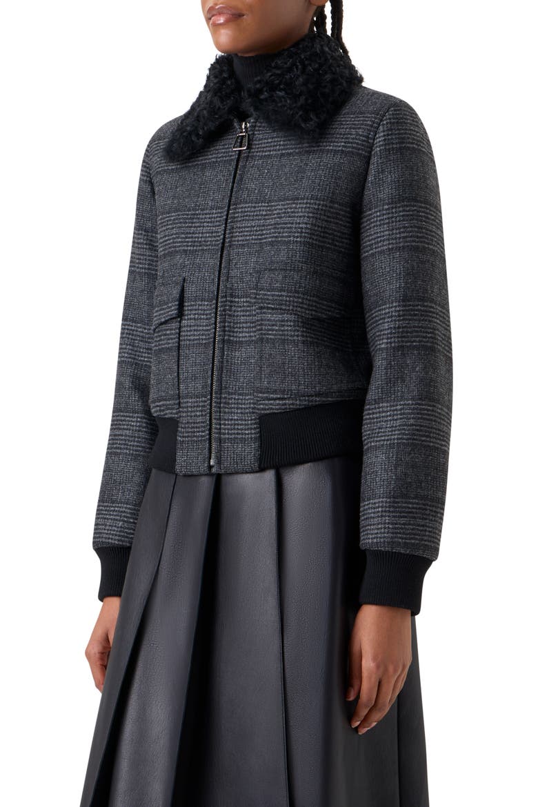 Kalla Wool Bomber Jacket, Alternate, color, CHARCOAL-BLACK