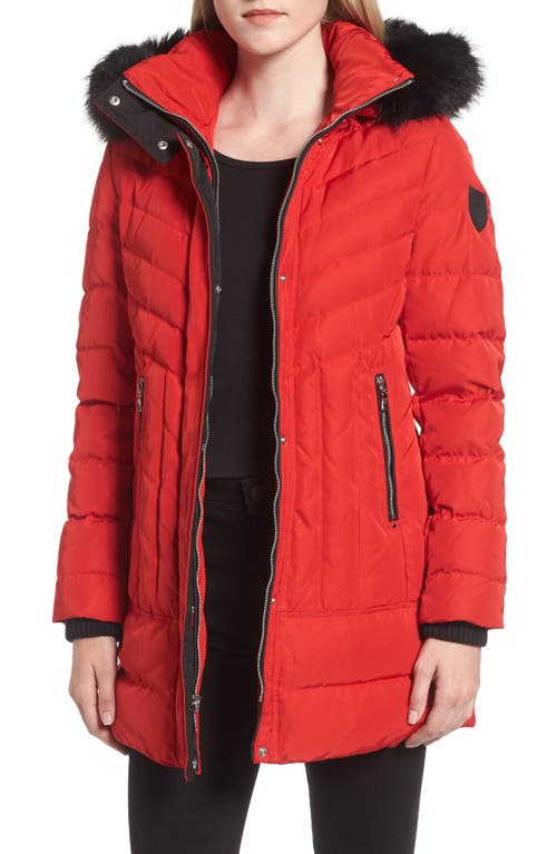 VINCE CAMUTO VINCE CAMUTO DOWN PARKA WITH DETACHABLE HOOD & FAUX FUR TRIM 