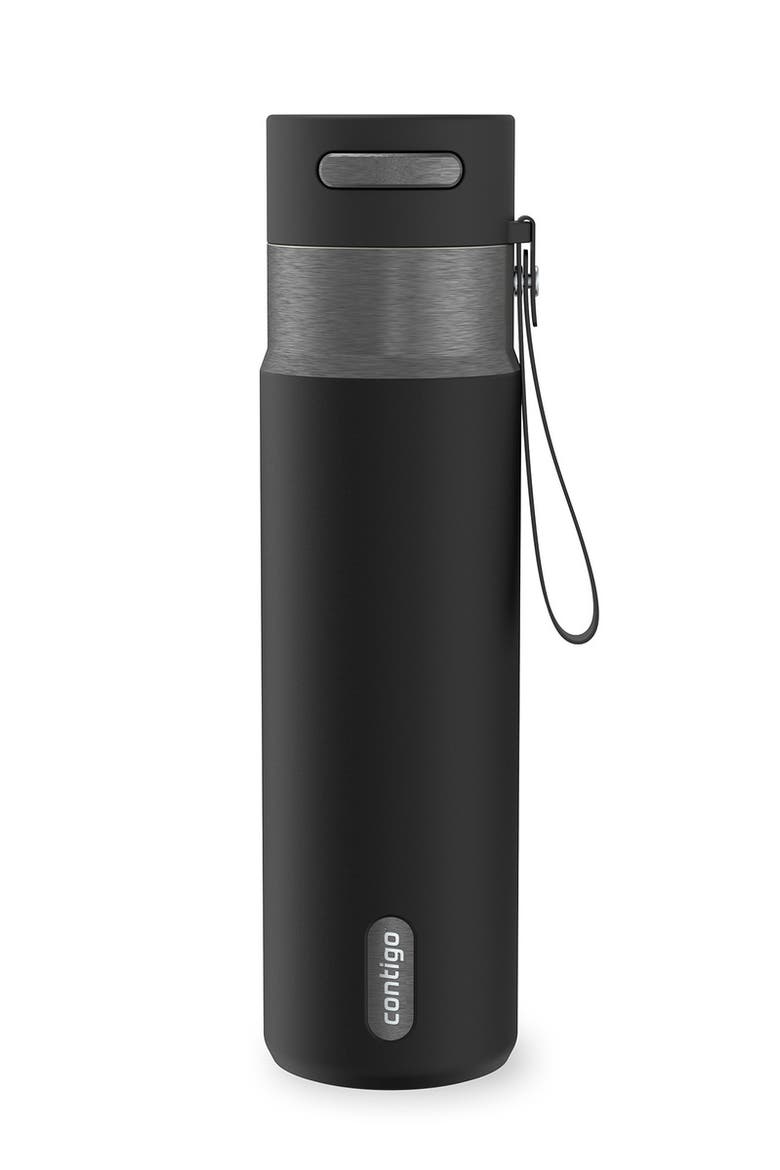 AutoSeal 24 oz Leakproof Bottle with Carrying Strap, Main, color, Licorice Gunmetal