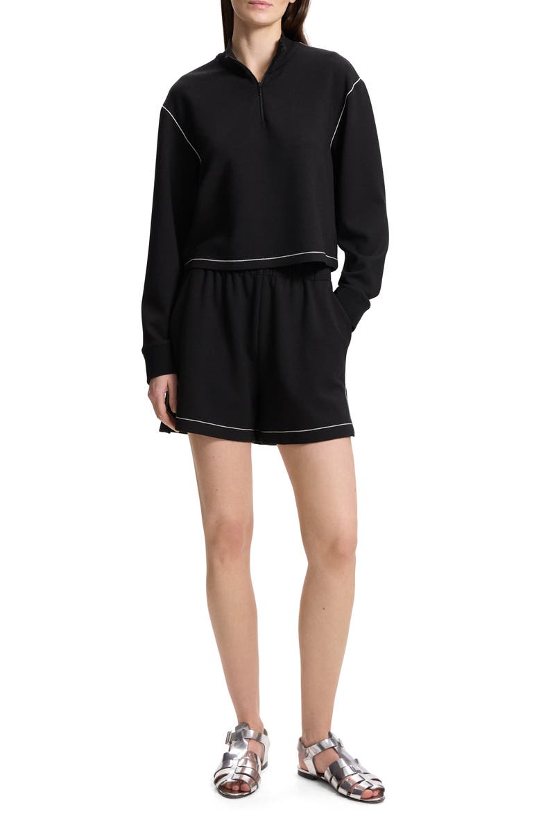 Theory Half Zip Crop Sweatshirt, Alternate, color, Black