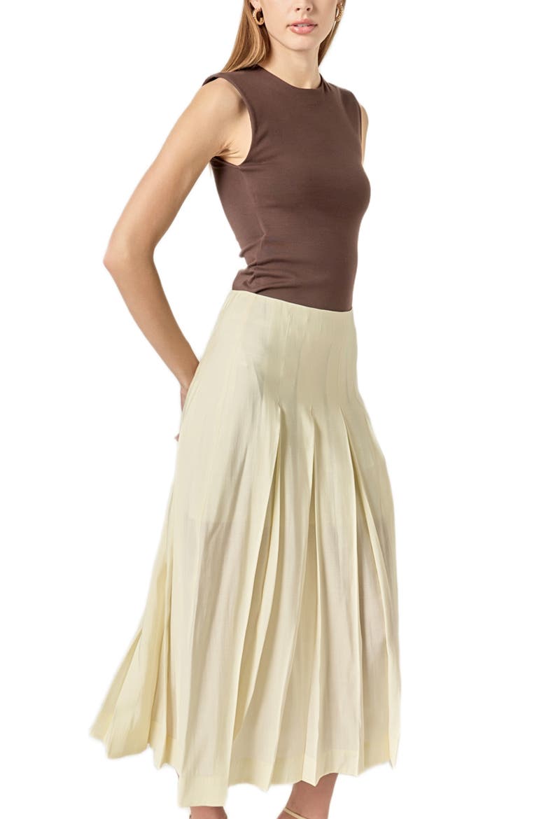 Pleated A-Line Skirt, Alternate, color, CREAM