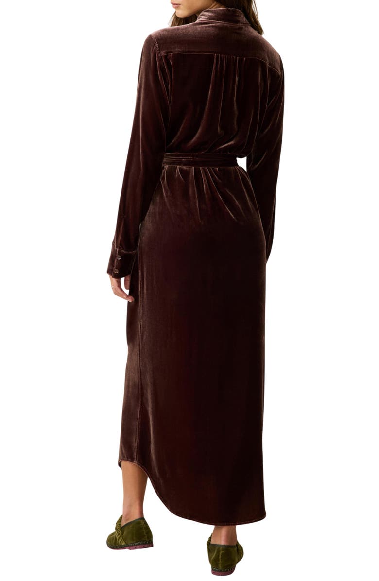 Faherty Riley Velvet Maxi Shirtdress, Alternate, color, Huckleberry