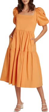 Willow Margot Puff Sleeve Midi Dress