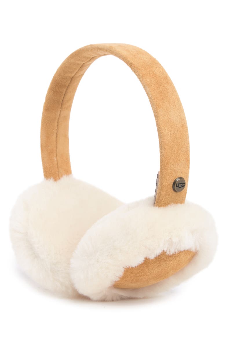 UGG<sup>®</sup> UGG Classic Genuine Shearling Suede Earmuffs, Main, color, Che