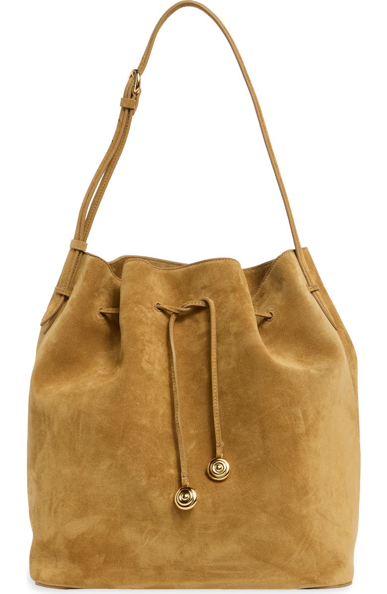 LIFFNER Charm Suede Bucket Bag, Main, color, Sand