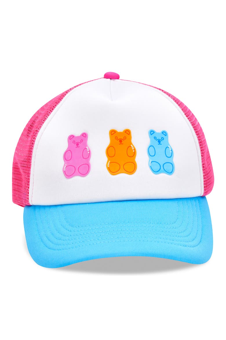 Kids' Jelly Bear Trucker Hat, Alternate, color, PINK MULTI