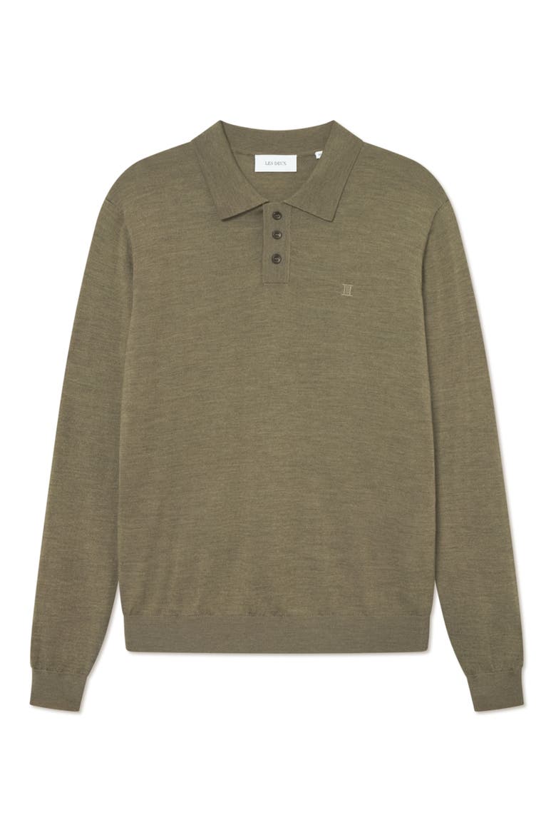 Greyson Long Sleeve Wool Polo Sweater, Alternate, color, MILITARY OLIVE