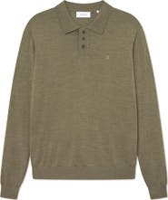 Les Deux Greyson Long Sleeve Wool Polo Sweater
