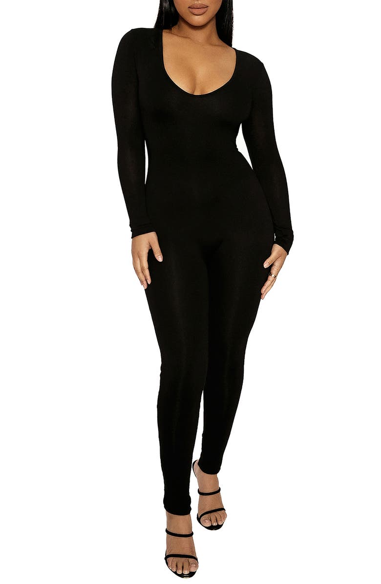 Naked Wardrobe All Body Long Sleeve Catsuit, Alternate, color, Black