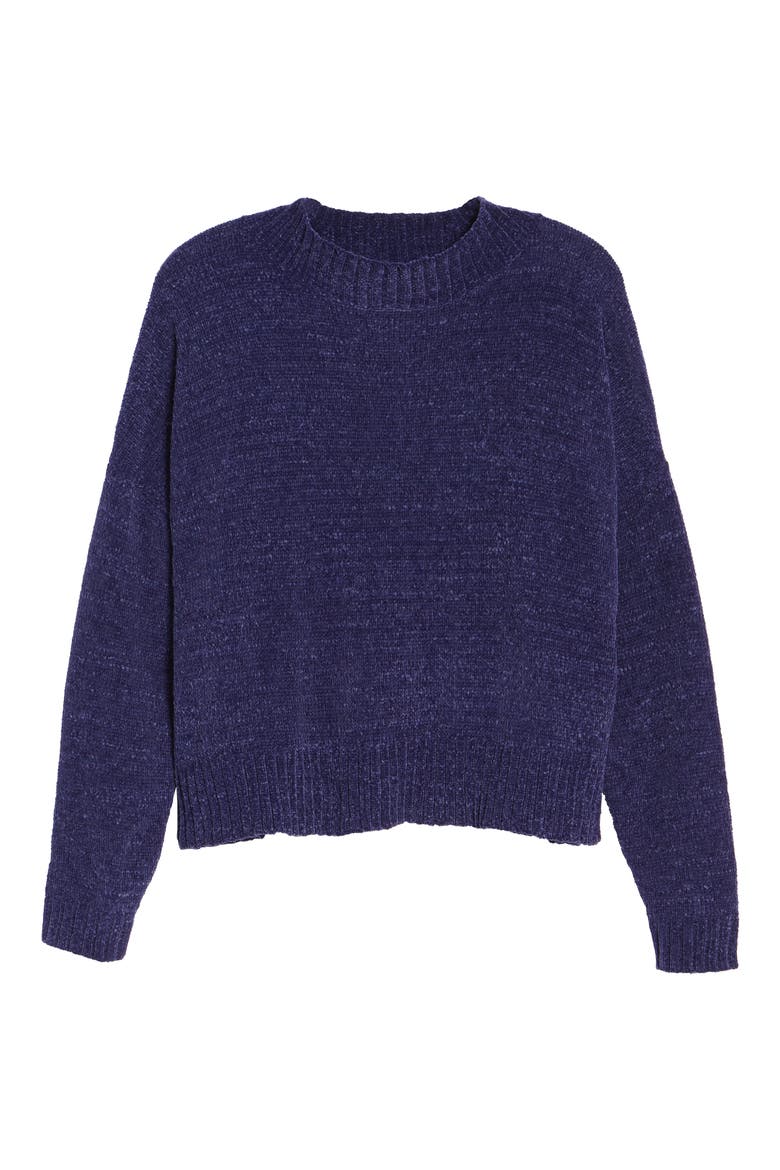 Chenille Funnel Neck Sweater, Alternate, color, PURPLE AMETHYST