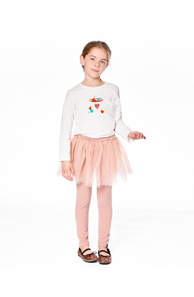 Deux par Deux Organic Cotton Long Sleeve T-Shirt with Hot Chocolate, Alternate, color, Off-White