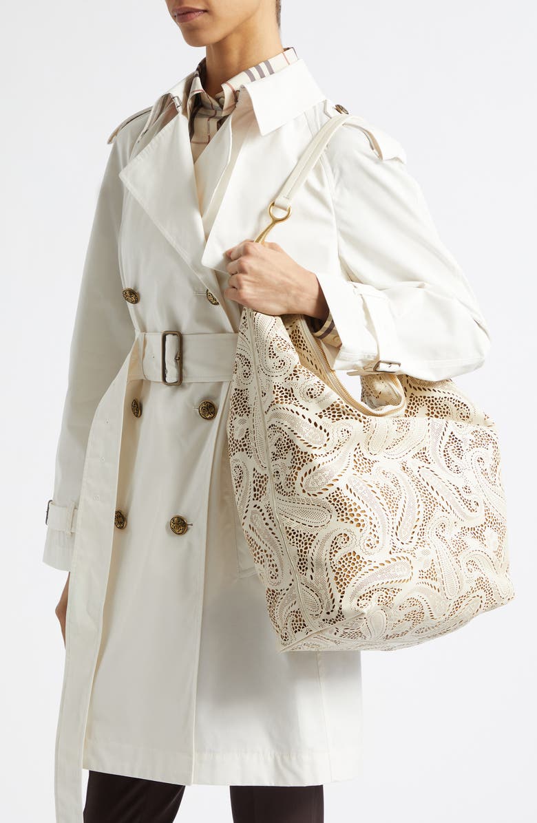 Burberry Large Bridle Leather Hobo Bag, Alternate, color, Soap