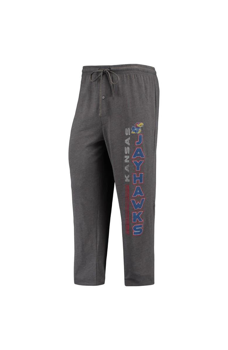 CONCEPTS SPORT Men's Concepts Sport Heathered Charcoal/Royal Kansas Jayhawks Meter T-Shirt & Pants Sleep Set, Alternate, color,