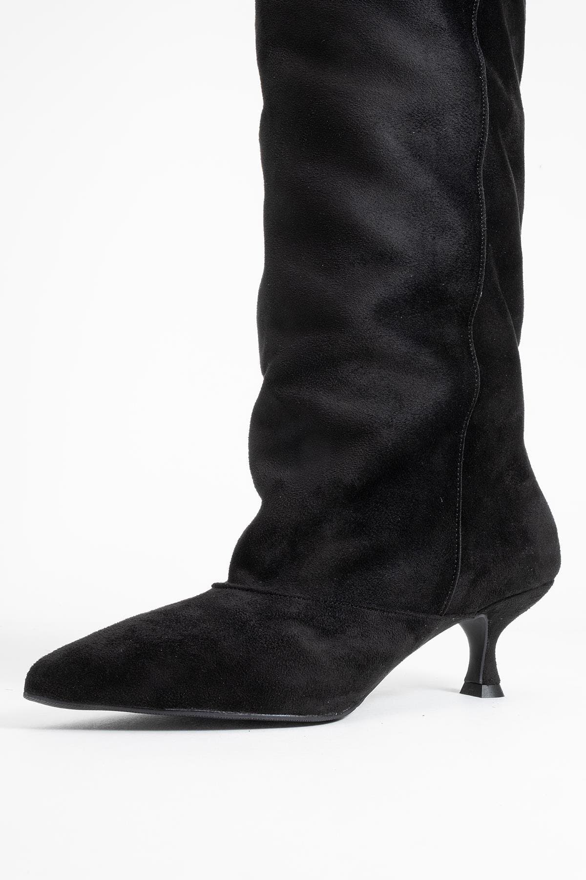 Zach Over the Knee Boot, Alternate, color, Black Suede Faux Leather