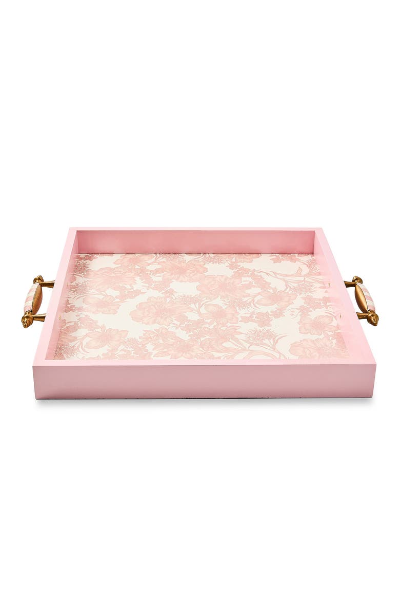 Rosy English Garden Serving Tray, Alternate, color, ROSY