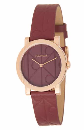 CK Monogram Leather Strap Watch