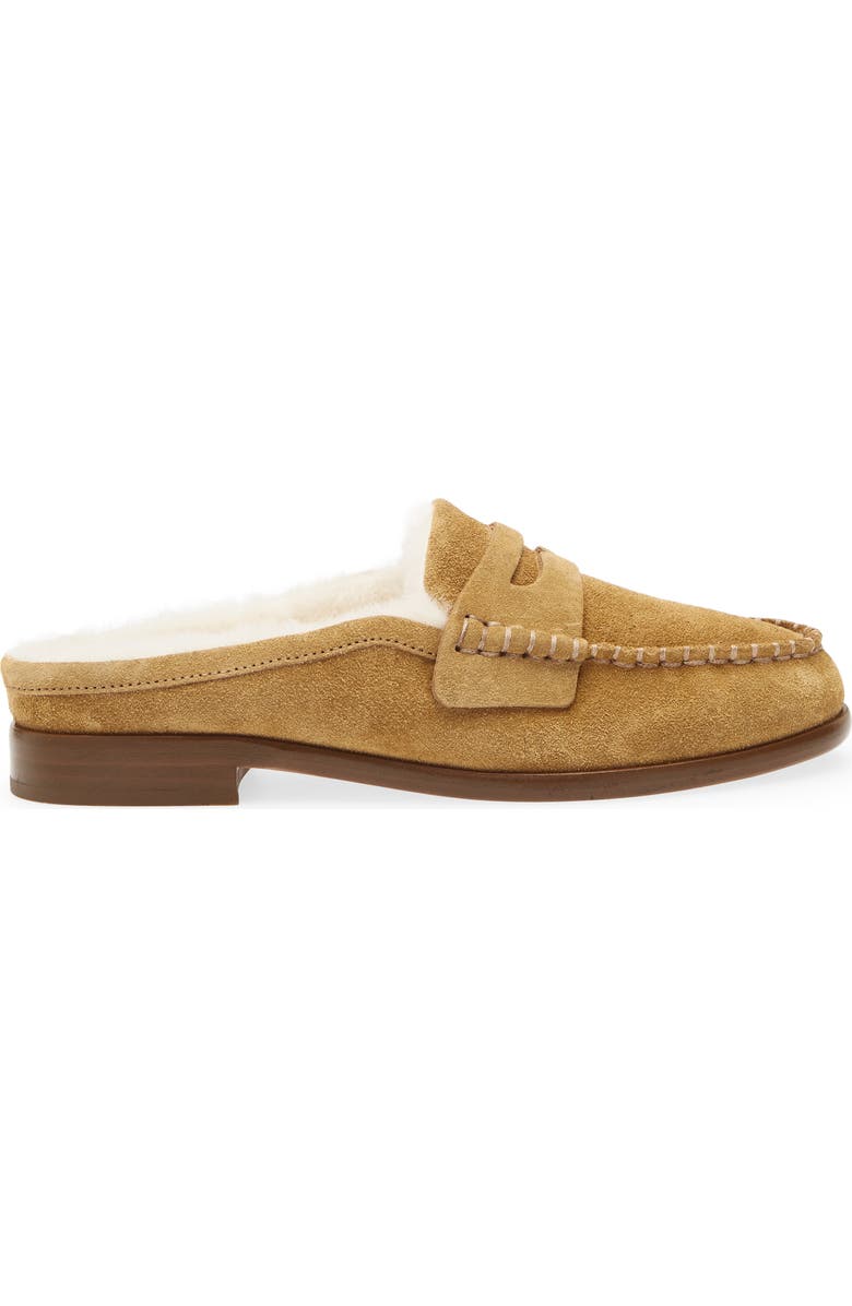 rag & bone Carter Penny Loafer Mule, Alternate, color, Caramel Suede Shearling