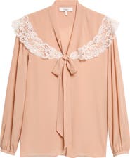 Chloé Lace Trim Silk Top