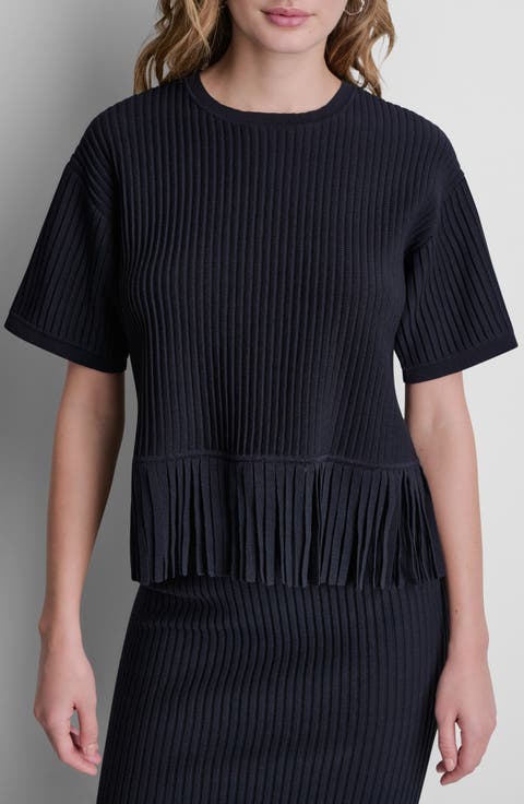 Fringe Short Sleeve Sweater