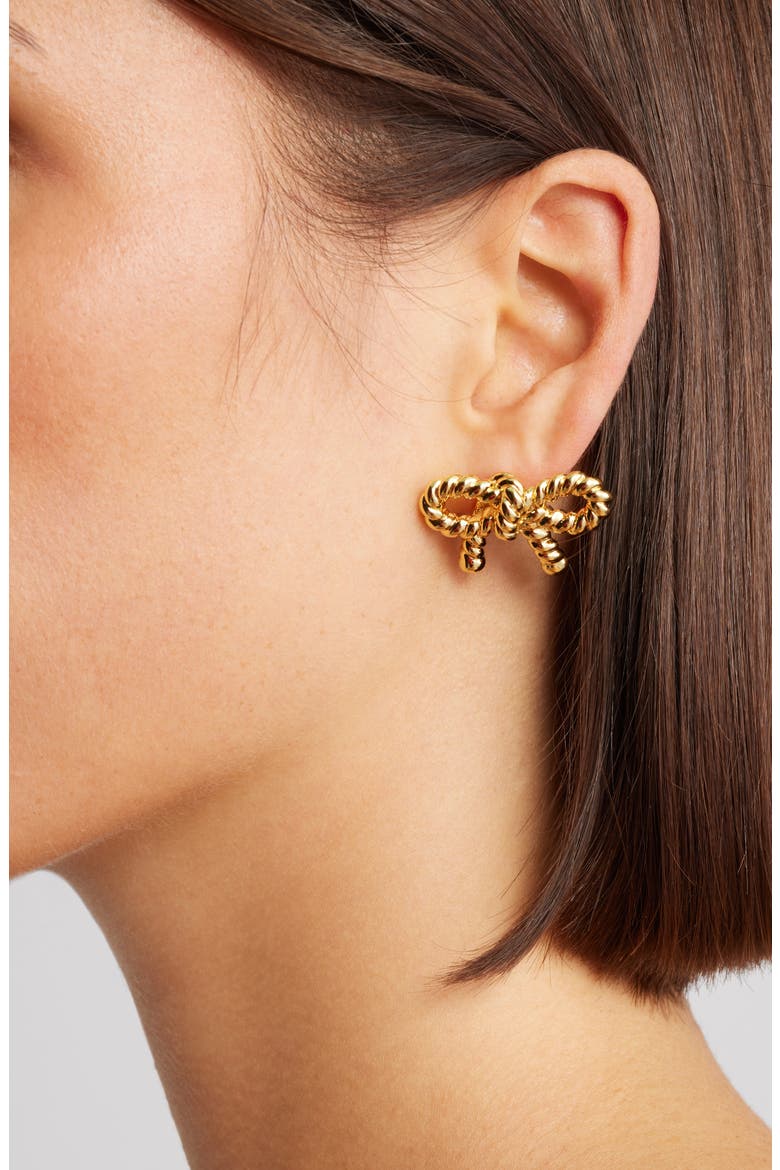 Lasso Bow Stud Earrings, Alternate, color, GOLD