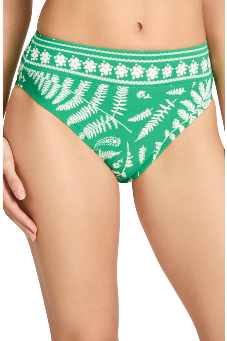 Hailey High Waist Bikini Bottoms, Main, color, EMERALD/ ECRU