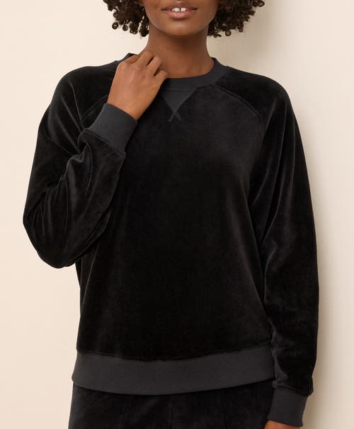Pact Pure Velour Crew Sweatshirt In Black