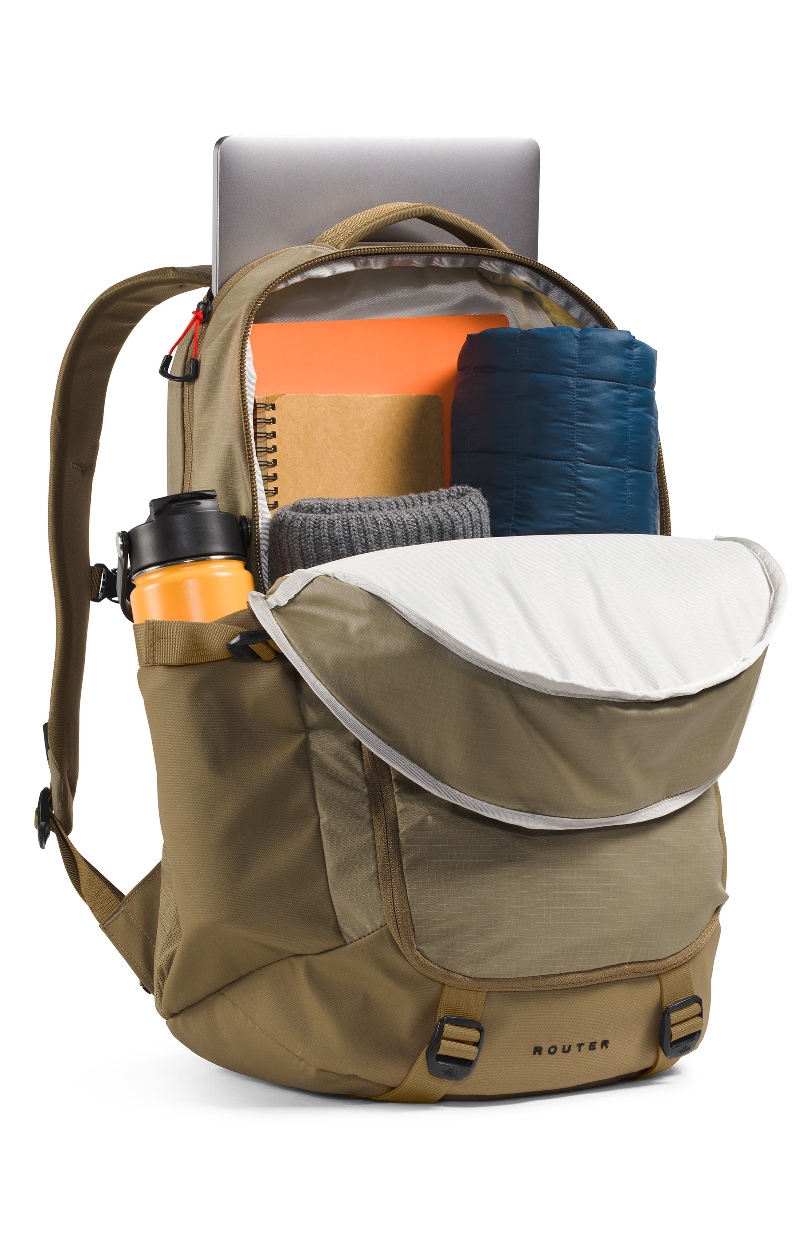 Router Water Repellent Nylon Ripstop Backpack, Alternate, color, CEDAR/ LAVA RED