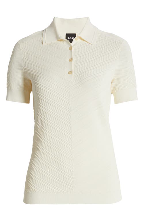 Shop Hugo Boss Boss Fointa Rib Polo In Soft Cream