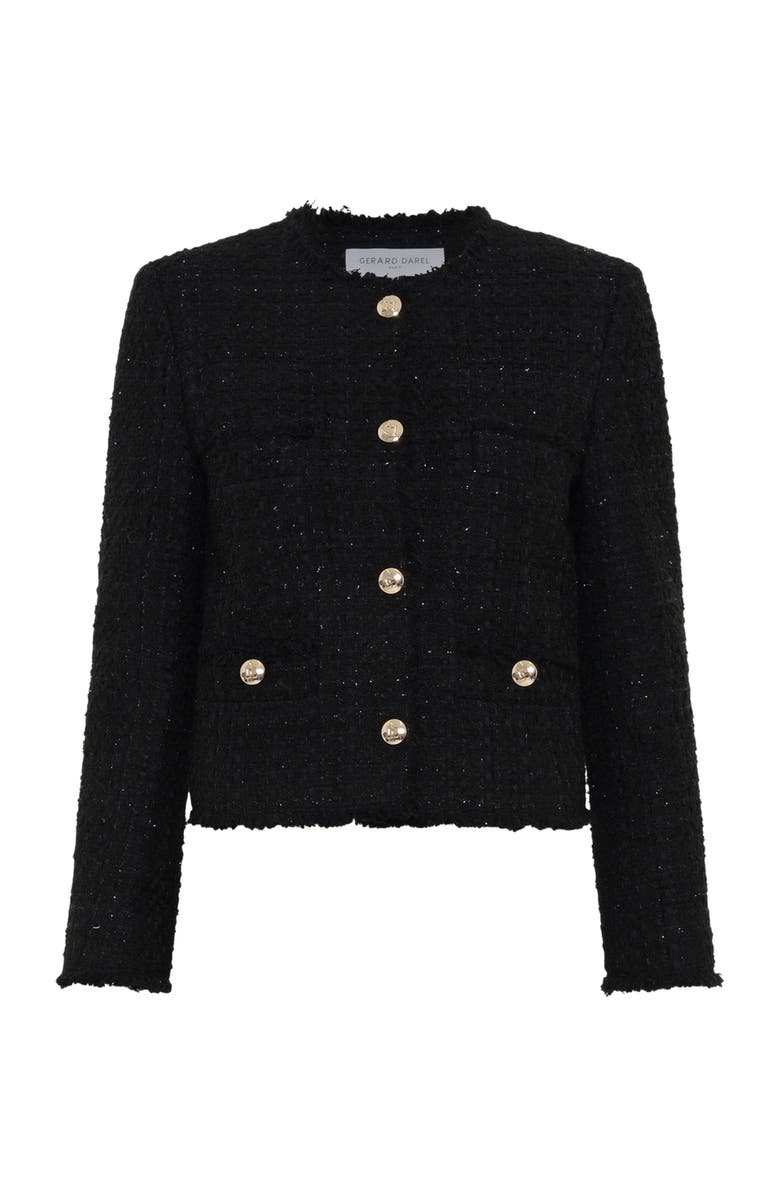 GERARD DAREL Nessa Cropped Tweed Jacket, Alternate, color, Black