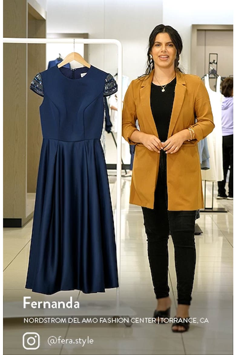 High Neck Cap Sleeve Tea Length Dress video