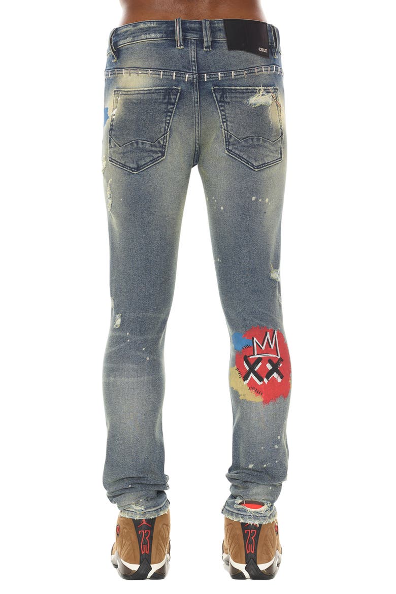 Punk Ripped Stretch Super Skinny Jeans, Alternate, color, BASQ